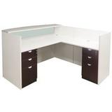 White & Woodgrain L-Shaped Reception Desk