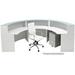 White 180° Half Round Curved Glass Top Reception Desk