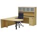 Maple Peninsula U-Shaped Workstation with Hutch