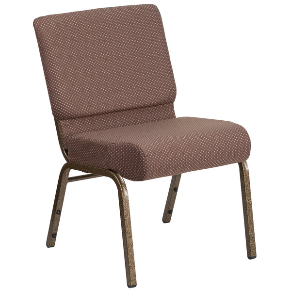 Flash Furniture FD-CH0221-4-GV-BNDOT-GG Hercules Series Brown Dot 21" Church Chair with Gold Vein Frame
