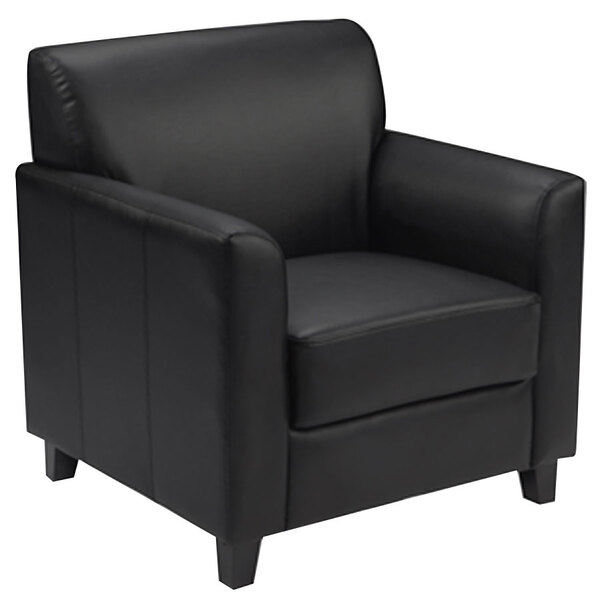 Flash Furniture BT-827-1-BK-GG Hercules Diplomat Black Leather Chair with Wooden Feet