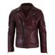 Mens Slim Fit Cross Zip Vintage Brando Washed Real Leather Jacket Black Brown Tan Burgundy