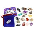 Dancing Bear Rock and Mineral Geology Education Collection - 18 Pcs of Gem Stones w Identification Book. Box and 2 Velvet Pouches Included! Geology Gem Kit for Kids