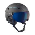 Black Crevice Adults Ski Helmet with Visor, Unisex, Skihelm, schwarz/blau, S