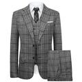 Hanayome Mens Suits 3 Piece Suit Slim Fit Plaid Tuxedo Suits Men Business Casual Jacket & Waistcoat & Trousers -Grey 46