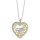 925 Sterling Silver Polished Spring Ring Accent gold plating CZ Cubic Zirconia Simulated Diamond Love Heart Necklace 46 Centimeters Jewelry Gifts for Women