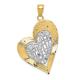 14ct Two Tone Satin Polished Gold Sparkle Cut Love Heart Pendant Necklace Measures 37x22mm Wide Jewelry Gifts for Women