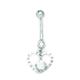 14ct White Gold CZ Cubic Zirconia Simulated Diamond 14 Gauge Dangling Love Heart Body Jewelry Belly Ring Measures 32x13mm Jewelry Gifts for Women