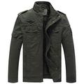 WenVen Men's Classic Cotton Jacket Warm Fleece Coat Winter Outdoor Parka Jacket Stand Collar Windproof Outerwear Coat Army Green S