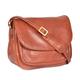 Womens Soft BROWN Leather Multi Zip Pockets Shoulder Bag Large Classic Style Flap Over Cross Body Bag - A95