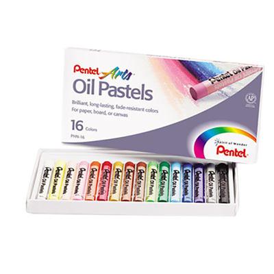 Pentel PHN16 16-Color Assorted Oil Pastel Set with Carrying Case