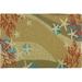 Brown/White 22 x 0.5 in Area Rug - Highland Dunes Cloverfield Starfish and Coral Hand-Hooked Brown/Beige Area Rug | 22 W x 0.5 D in | Wayfair