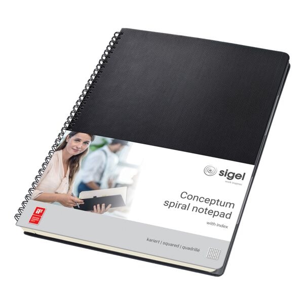 Sigel Collegeblock »Conceptum« CO840 mit Register, A4 kariert, ECF-Papier schwarz Image