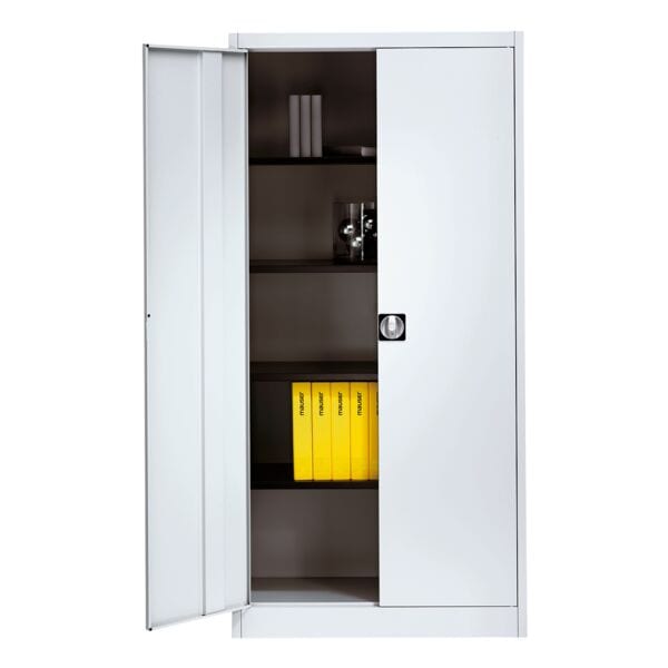 mauser Stahlschrank mit Flügeltüren 42 cm tief 5 OH schmal grau, 95x195x42 cm
