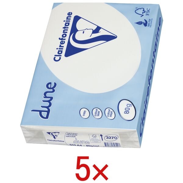 Clairefontaine 5 Pack Multifunktionales Druckerpapier »Dune« (weiß mit Cremefärbung) weiß Image