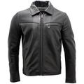 Infinity Men’s Smart Black Leather Harrington Jacket L