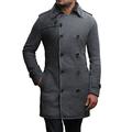 Men Luxury Spanish Merino Fur Sheepskin Belted Pea Coat German Navy Long Duffle Coat Ideal for Winter (Grey, XL)