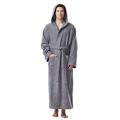 "Pacific” 100% cotton terry, extra long, lightweight bathrobe for men and women - Grey - Medium