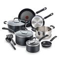 T-fal Experience Nonstick Cookware Set 12 Piece, Induction, Oven Broiler Safe 350F, Kitchen Cooking Set w/Fry Pans, Saucepan, Stockpot, Kitchen Utensils, Pots and Pans, Dishwasher Safe, Black