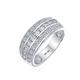 Art Deco AAA Cubic Zirconia Half Eternity Channel Set Princess Cut CZ Dome 3 Row Wide Statement Wedding Band Ring For Women .925 Sterling Silver Comfort Fit 8MM