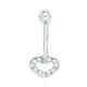 14ct White Gold CZ Cubic Zirconia Simulated Diamond 14 Gauge Dangling Love Heart Body Jewelry Belly Ring Measures 23x10mm Jewelry Gifts for Women