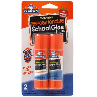 Elmer's E627 0.53 oz. Repositionable Washable School Glue Stick - 2/Pack