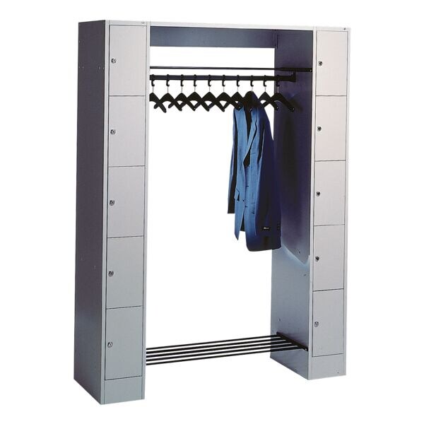 CP Offene Garderobe - 2x 5 Abteile grau, 143x195x48 cm