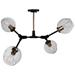 Organic 29"W Black and Vintage Brass 4-Light Ceiling Light