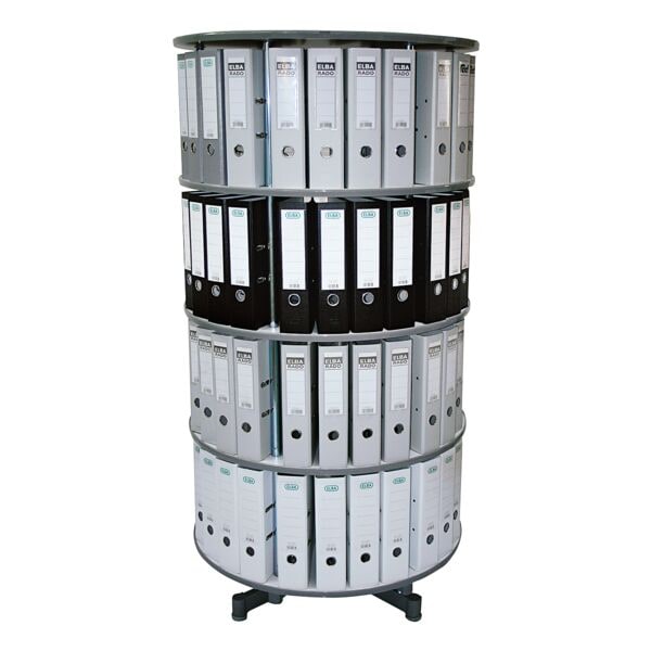 reef Ordnerdrehsäule für 96 Ordner 4 Etagen einzeln drehbar grau, 158 cm