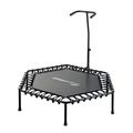 Upper Bounce Mini Fitness Trampoline with Adjustable Handle, Silent Hexagonal Workout Rebounder Trampoline for Kids Adults Supports 220lbss, Black