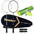 Senston Badminton Set S300 Graphite Full Carbon Badminton Rackets With Carry Case, 2 Badminton Rackets 1Tube Shuttlecocks and 2 Overgrips