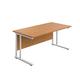 Office Hippo Heavy Duty Rectangular Cantilever Office Desk, Home Office Desk, Office Table, Integrated Cable Ports, PC Desk For Office or Home, 5 Yr Wty - White Frame/Oak Top, 140cm x 80cm