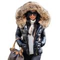 Roiii Womens Ladies Quilted Winter Coat Coat Hood Down Jacket Parka Outwear Size 8 14 20 (12, Black)