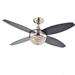 Harvin 4-Blade 2-Light Wood Satin Nickel Crystal Ceiling Fan