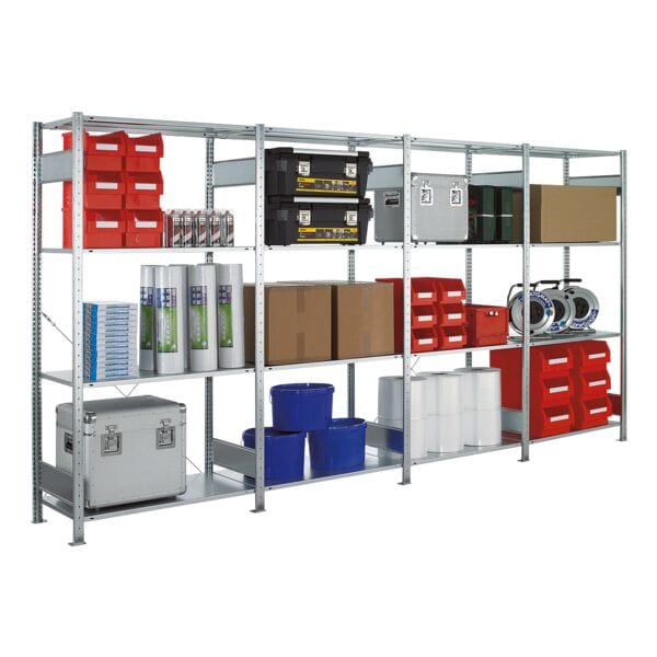 SCHULTE Lagertechnik Steckregal - Anbauregal, 100 x 80 x 250 cm, verzinkt grau, 250x80 cm