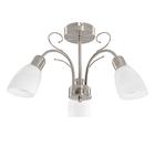 MiniSun Modern 3 Way Silver Brushed Chrome Ceiling Light Fitting with White Frosted Glass Shades - Complete with 4w LED Golfball Bulbs [3000K Warm White]