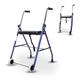 Mobiclinic®, Emérita Model, Walker with 2 Wheels, Folding Walking Frame for Adults and Seniors, Steel, Height-Adjustable, Padded Seat, Blue