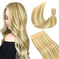 Googoo 50g 20pcs 18inch Tape Hair Extensions Ombre Light Blonde with Golden Blonde Straight Remy Tape in Human Hair Extensions
