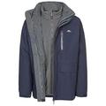 Trespass Men's Edgewater II Waterproof 3-in-1 Jacket with Hood, Removable Inner Fleece Jacket for Men, Navy, 2X-Small