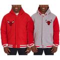Men's JH Design Red/Gray Chicago Bulls Two-Tone Reversible Fleece Hooded Jacket