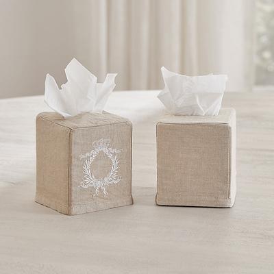 Embroidered Tissue Box Cover - Laurel Wreath - Ballard Designs