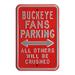 Scarlet Ohio State Buckeyes 12" x 18" College Parking Sign