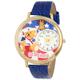 Whimsical Watches Patriotic Teddy Bear Royal Blue Leather and Goldtone Unisex Quartz Watch with White Dial Analogue Display and Multicolour Leather Strap G-0230004