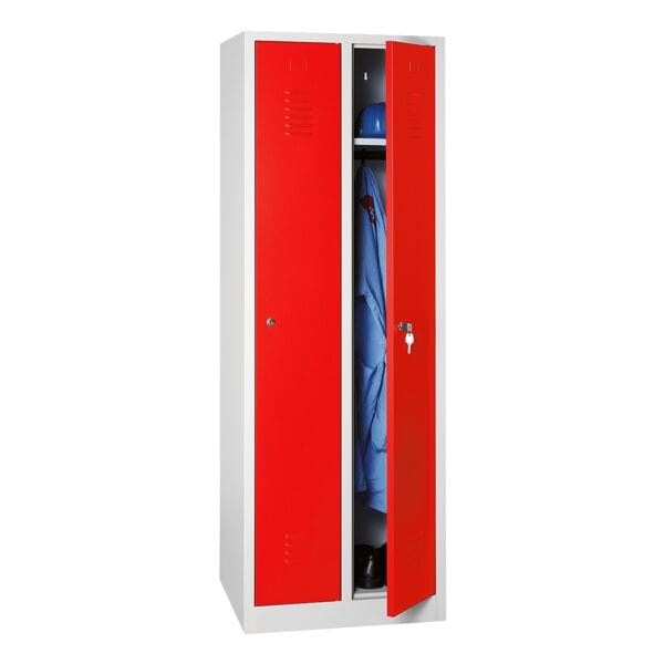 Gürkan Spind mit Drehriegelverschluss für Vorhängeschloss rot, 60x180x50 cm