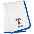 White Texas Rangers Personalized Baby Blanket