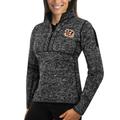 Women's Antigua Heather Black Cincinnati Bengals Fortune Half-Zip Sweater