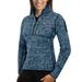 Women's Antigua Heather Navy Tennessee Titans Fortune Half-Zip Sweater