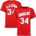 Men's Mitchell & Ness Hakeem Olajuwon Red Houston Rockets Hardwood Classics Retro Name Number T-Shirt