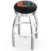 Miami Hurricanes 30" Chrome Swivel Bar Stool with 2.5" Ribbed Accent Ring