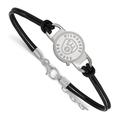 Women's Milwaukee Brewers Sterling Silver Small Center Leather Bracelet